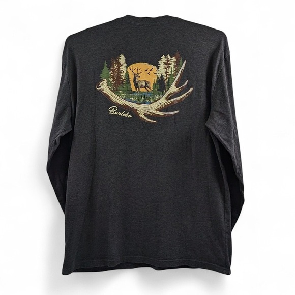 Burlebo Deer Buckhorn Long Sleeve T Shirt Mens Large Gray Outdoors Hunting - Picture 6 of 9